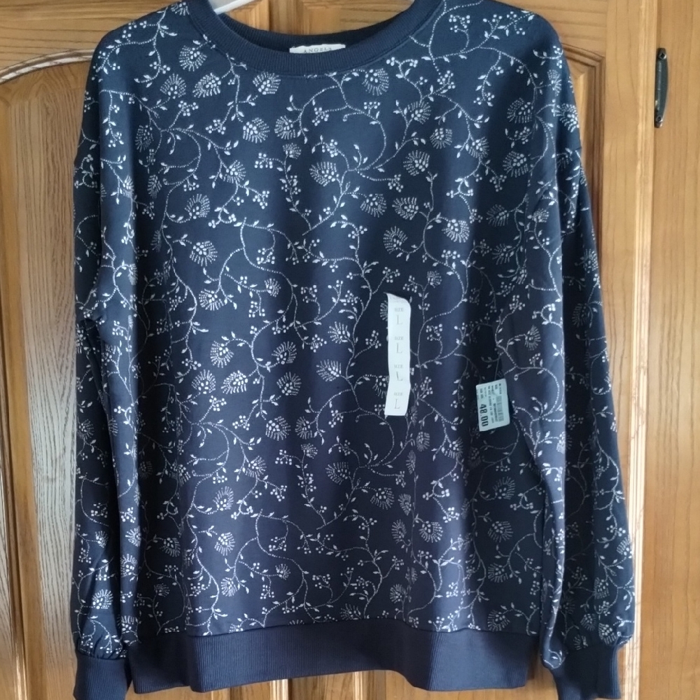 Floral Patterned Navy Sweater